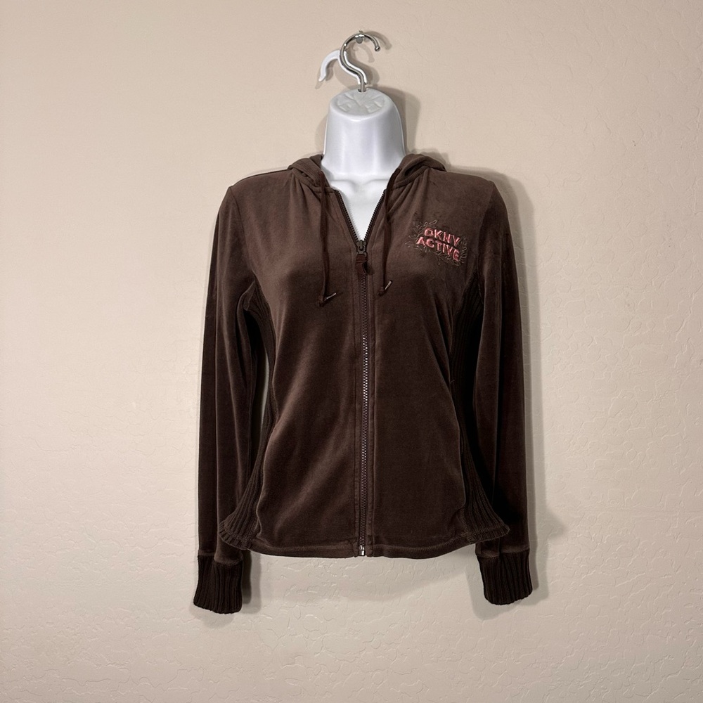 DKNY Y2K Active Brown Velour Sweatshirts Size S